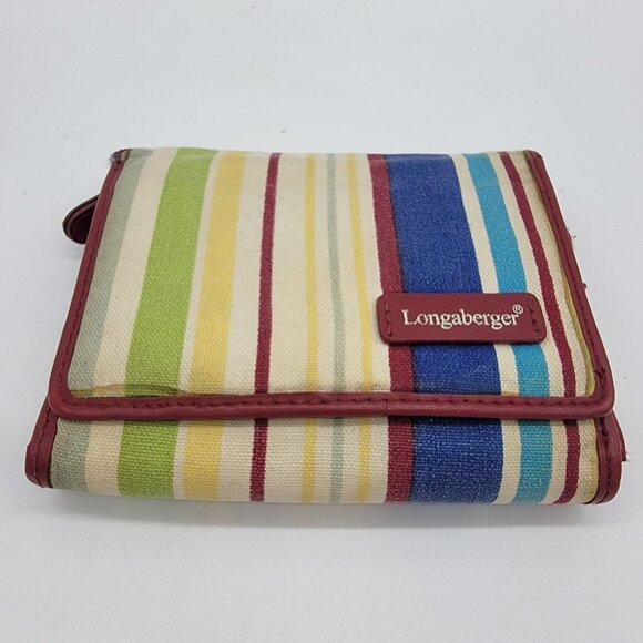 Vintage LONGABERGER Wallet Homestead Striped Good Used‎ Condition - Picture 1 of 8